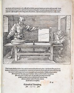 デューラーの「ドローイングアートのコース」のシーン、ニュルンベルク1525発行 作： Albrecht Dürer